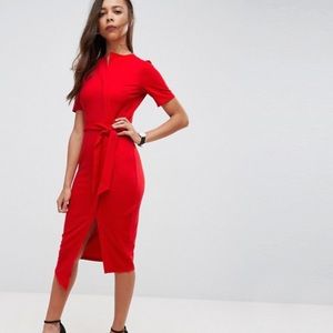 ASOS Petite midi wrap dress with belt